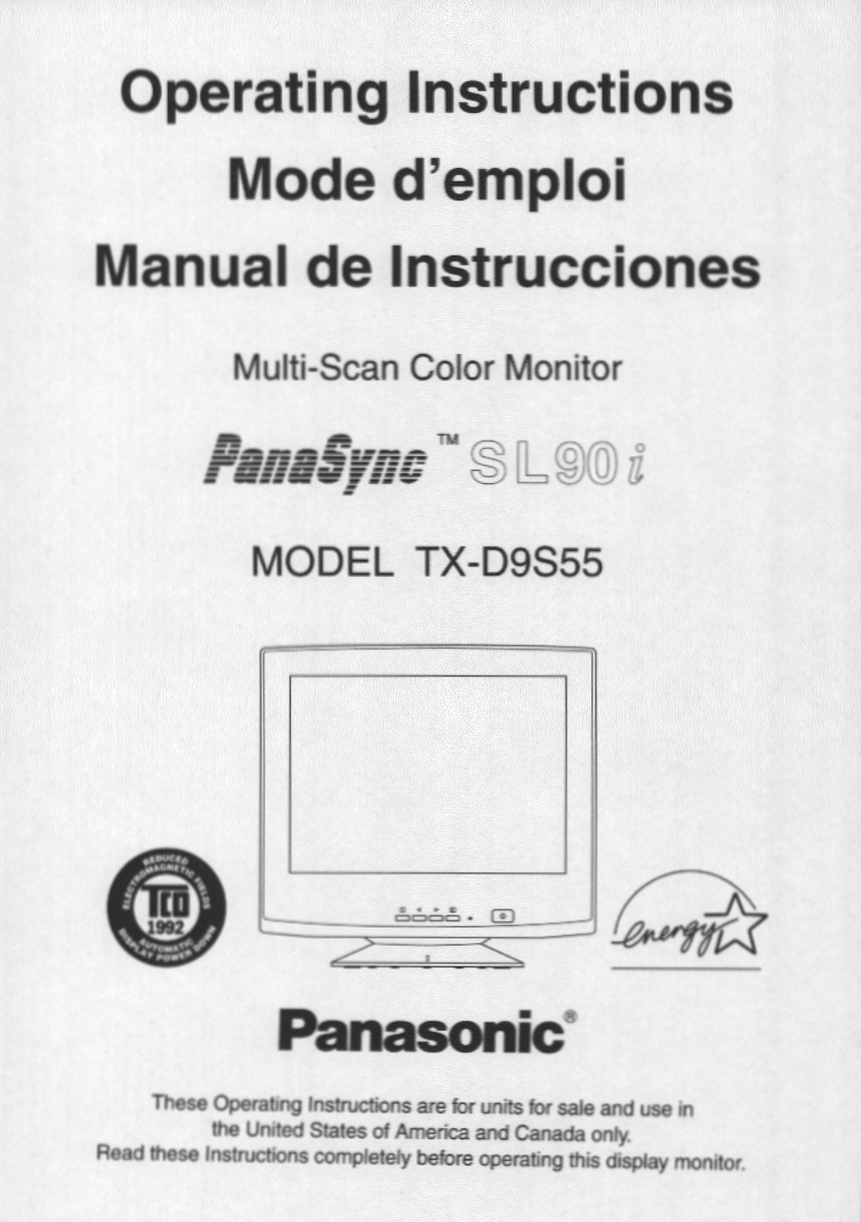 Panasonic PANASYNC SL90I TX-D9S55 User Manual | 51 pages