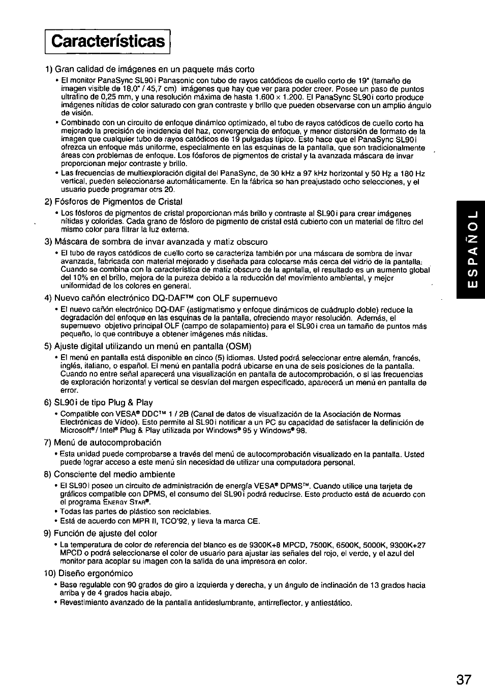 Panasonic PANASYNC SL90I TX-D9S55 User Manual | Page 38 / 51