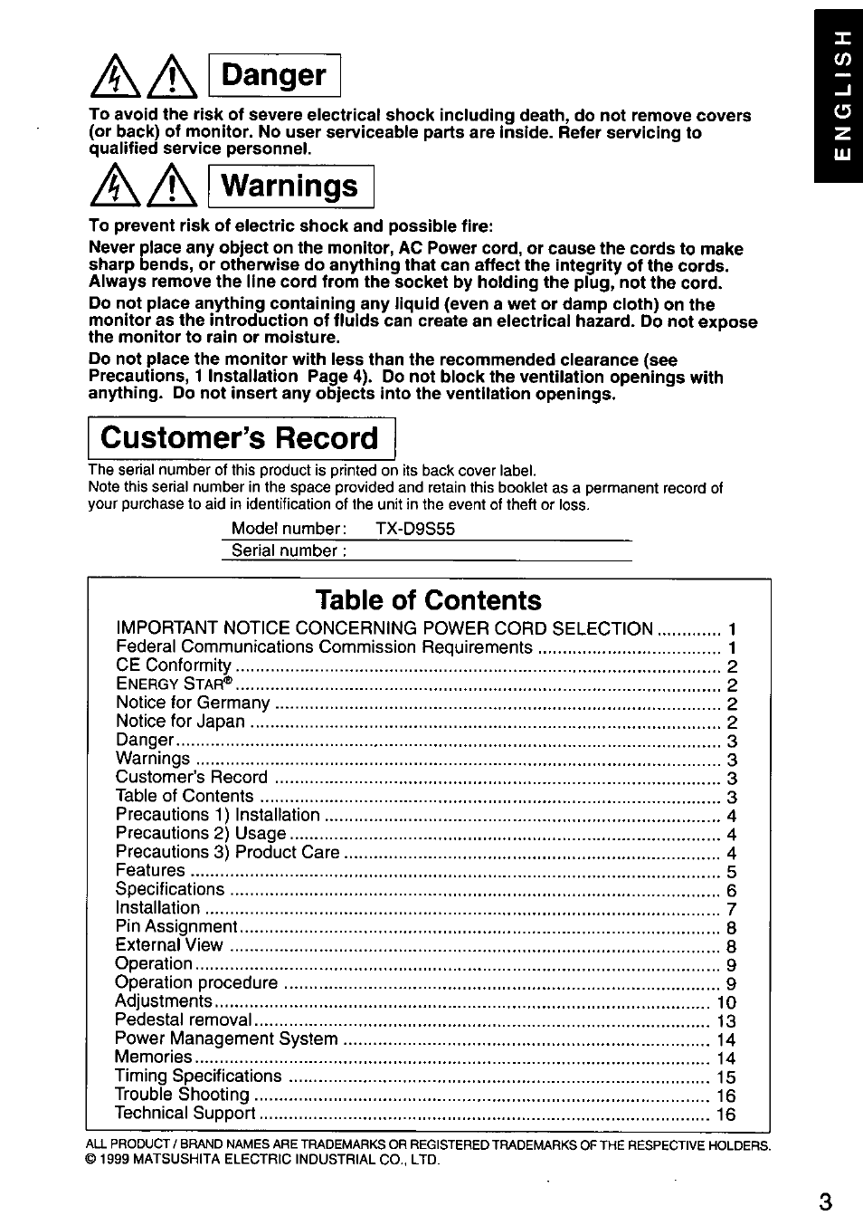 Panasonic PANASYNC SL90I TX-D9S55 User Manual | Page 4 / 51