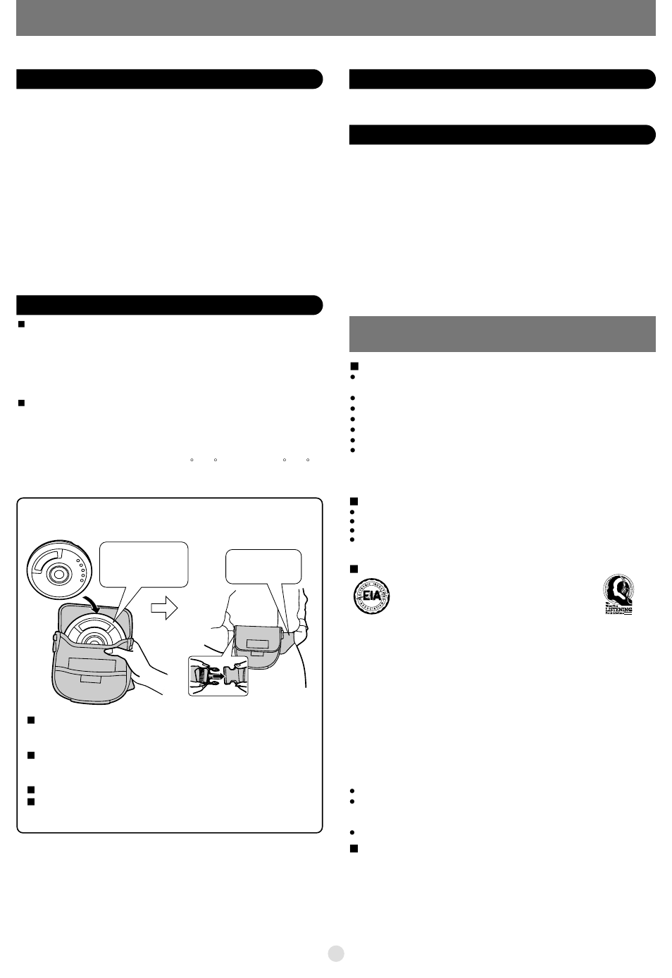 Important safety instructions, Caution, Using jogger soft case | Safety, Installation maintenance service, Sl-mp73j only) | Panasonic SL-MP73J User Manual | Page 2 / 6