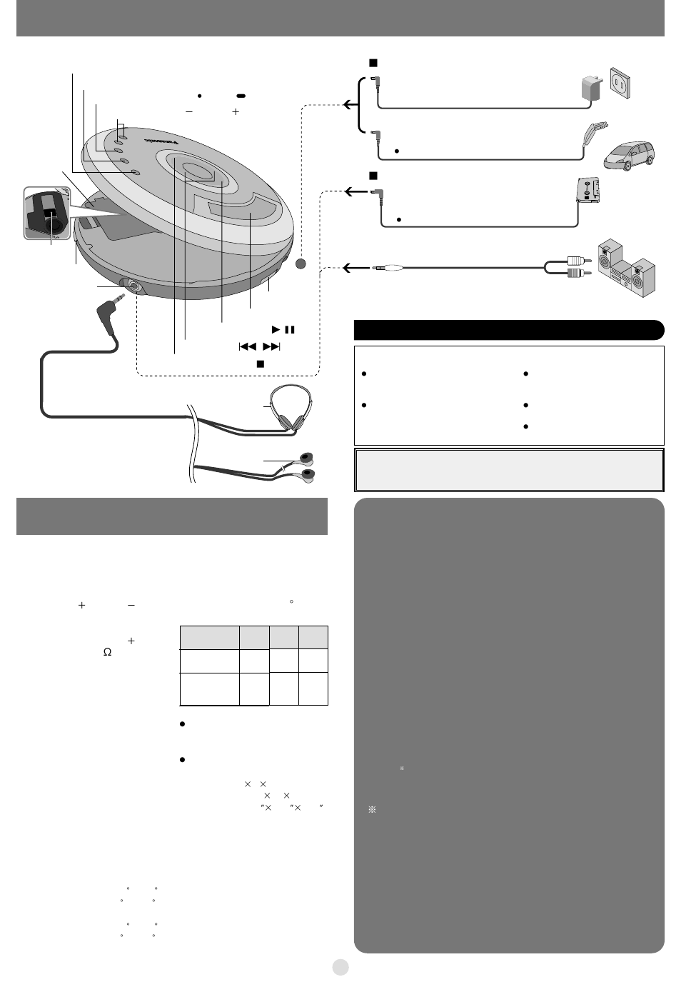 Location of controls/connection to other equipment, Specifications, Playing wma and mp3 | Large, two-line display, Hold, Resume function, Auto power off function, Supplied accessories | Panasonic SL-MP73J User Manual | Page 4 / 6