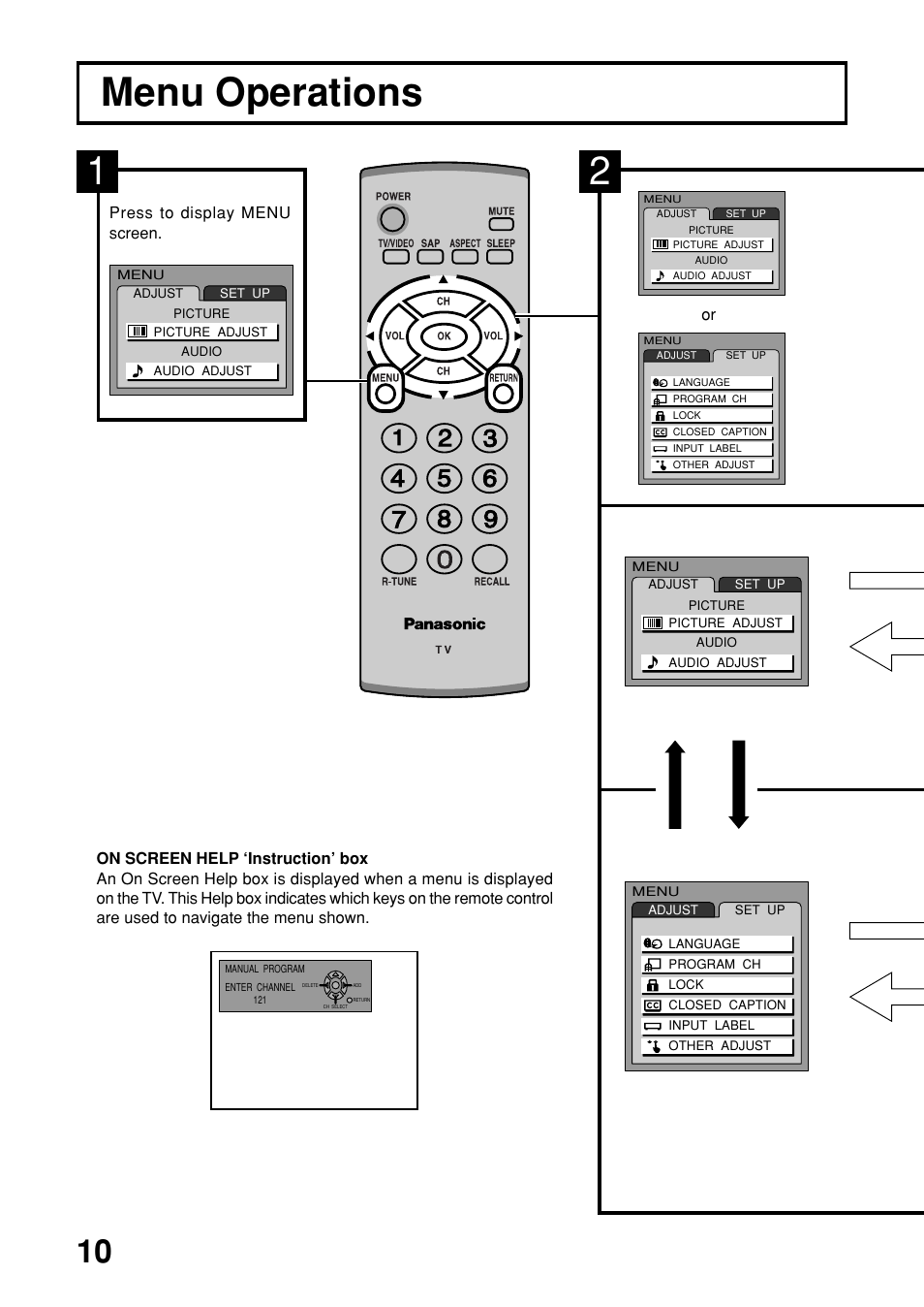 Menu operations | Panasonic TC-14LA2 User Manual | Page 10 / 32