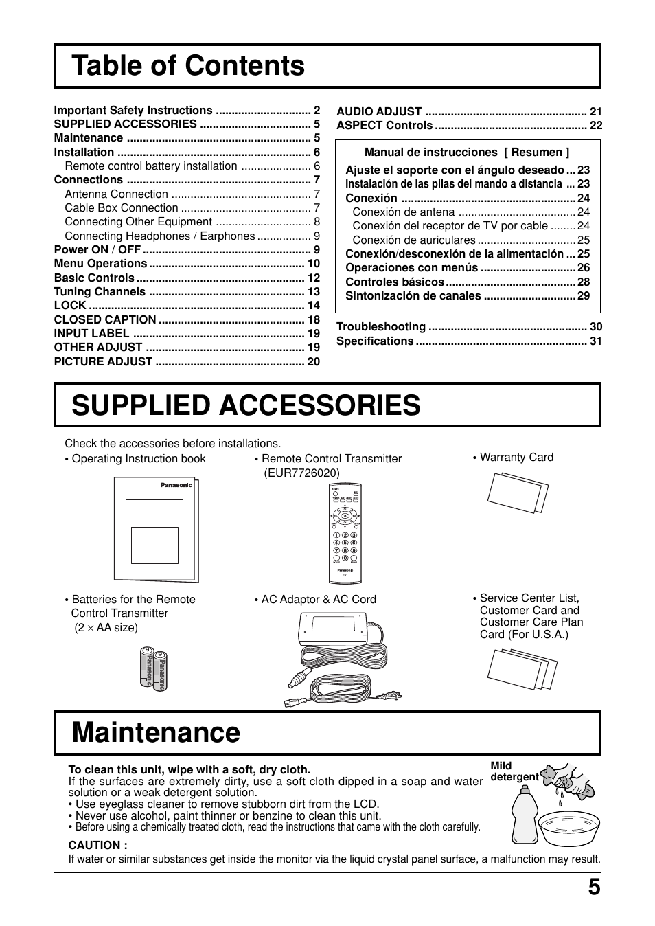 Panasonic TC-14LA2 User Manual | Page 5 / 32