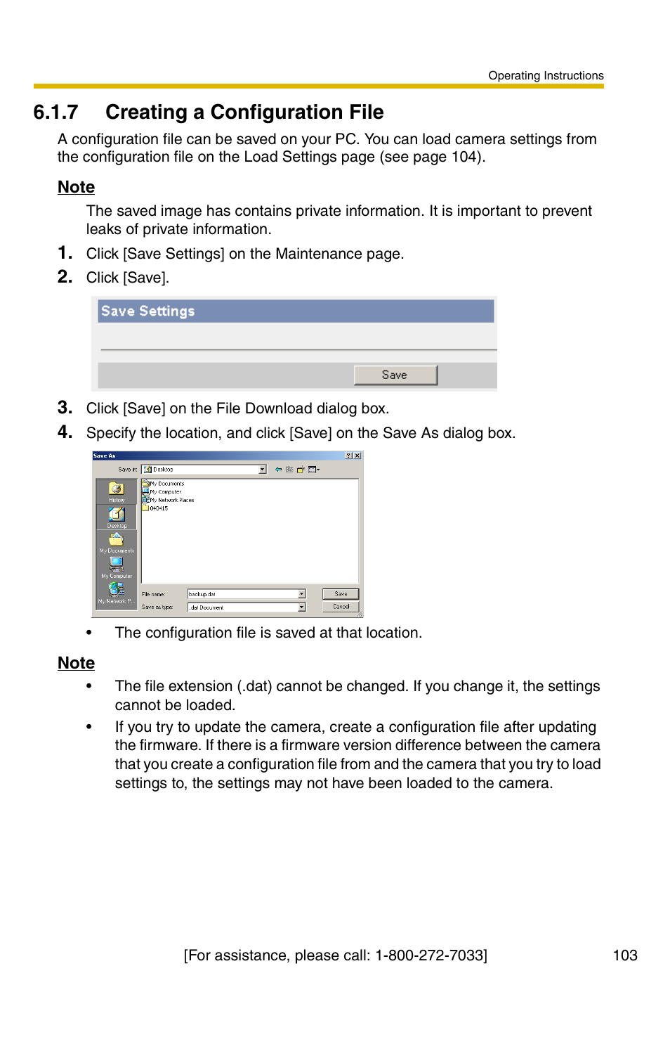 7 creating a configuration file | Panasonic BL-C1A User Manual | Page 103 / 141