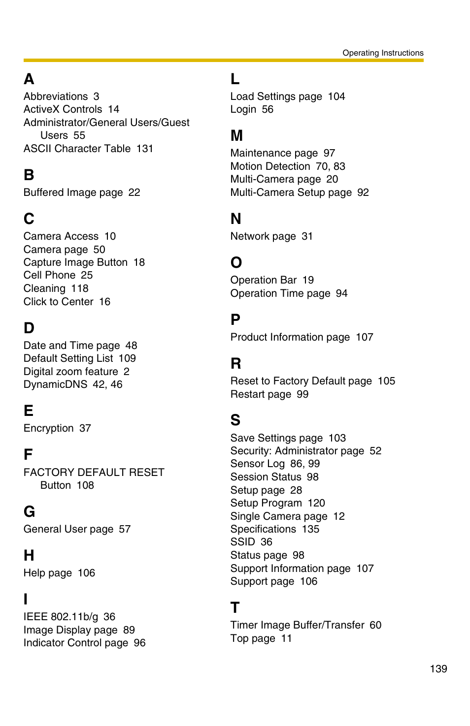 Panasonic BL-C1A User Manual | Page 139 / 141