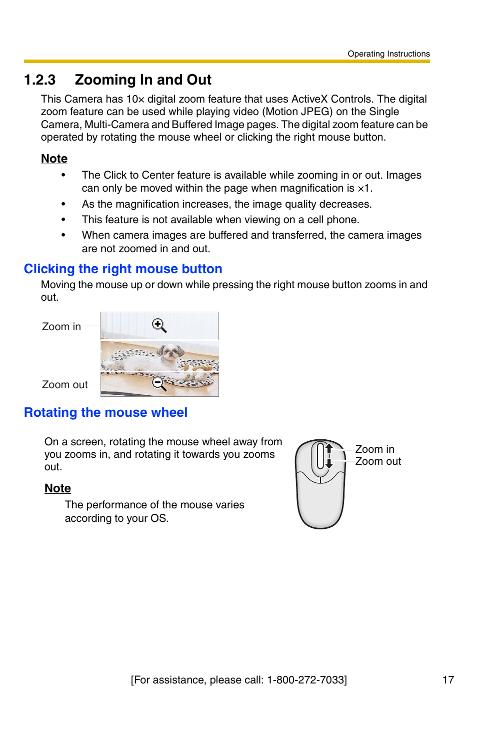 3 zooming in and out, Clicking the right mouse button, Rotating the mouse wheel | Panasonic BL-C1A User Manual | Page 17 / 141