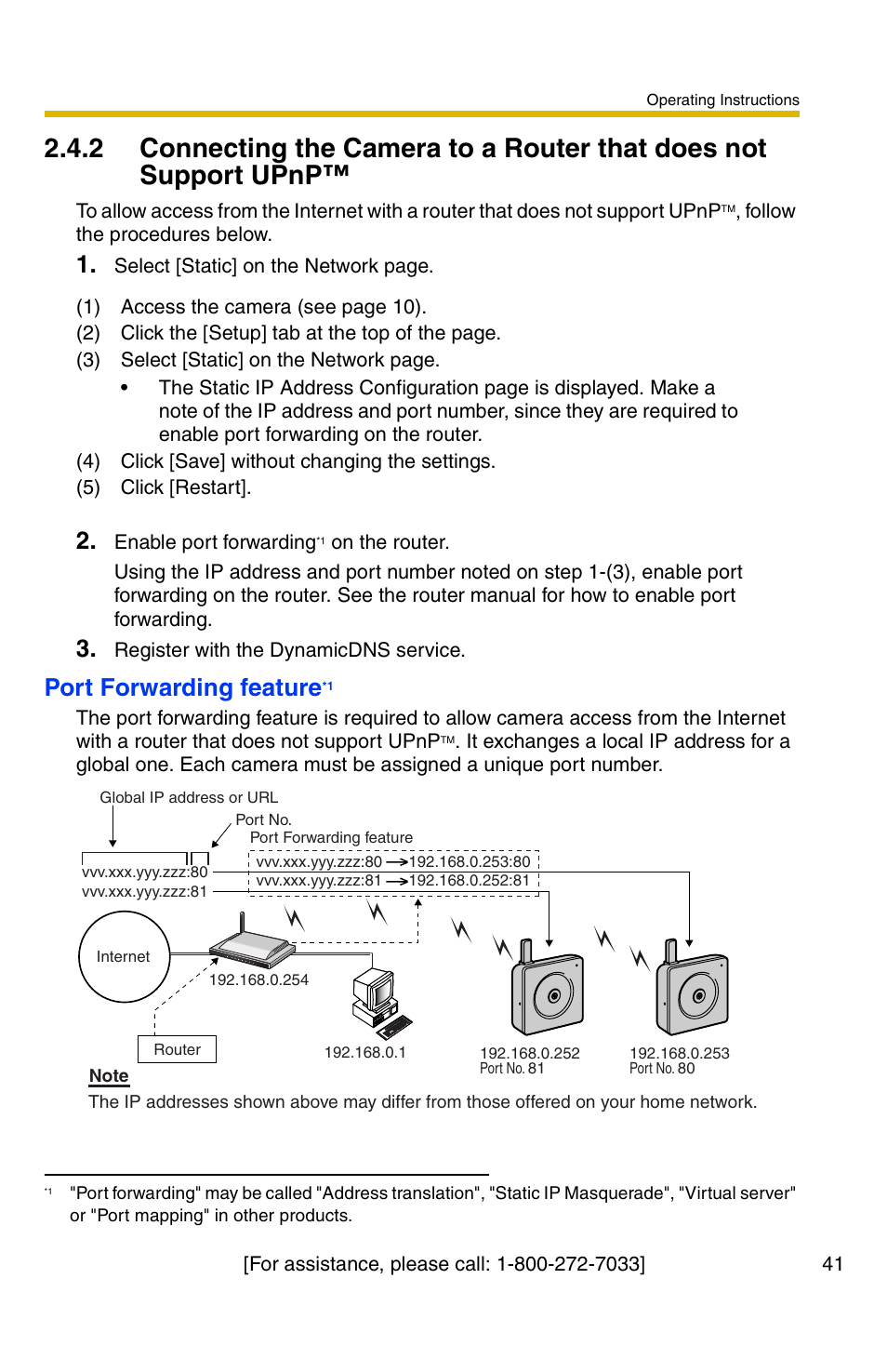 Port forwarding feature | Panasonic BL-C1A User Manual | Page 41 / 141
