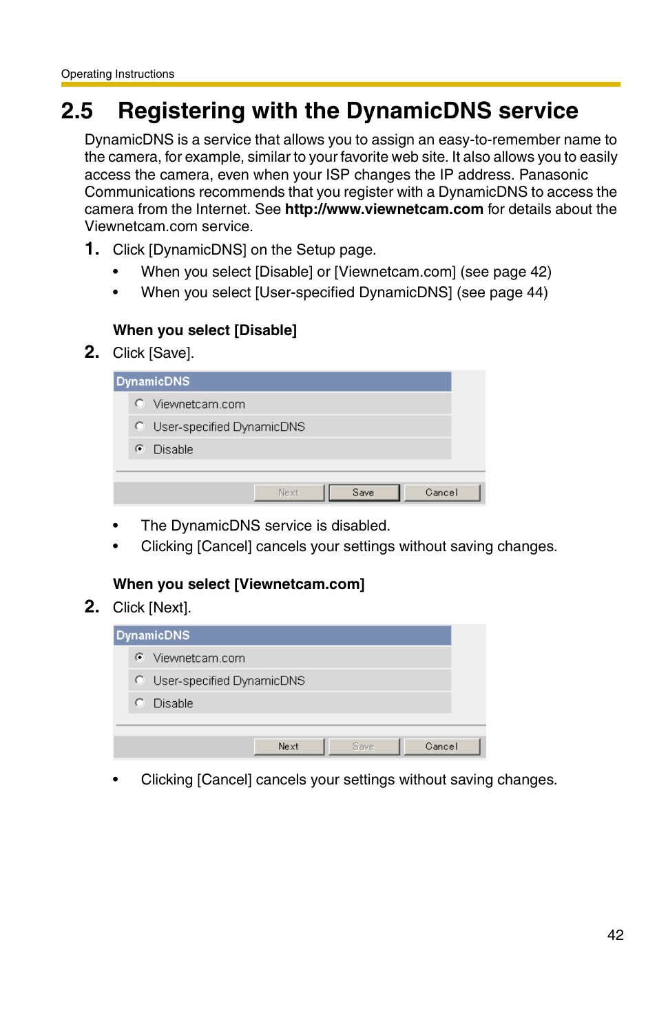 5 registering with the dynamicdns service, Ge 42 | Panasonic BL-C1A User Manual | Page 42 / 141