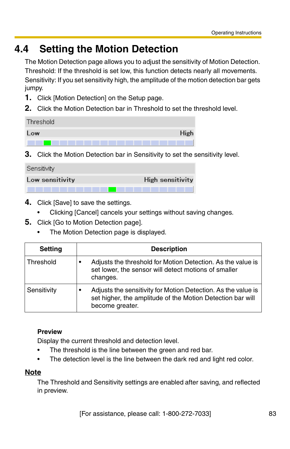4 setting the motion detection | Panasonic BL-C1A User Manual | Page 83 / 141