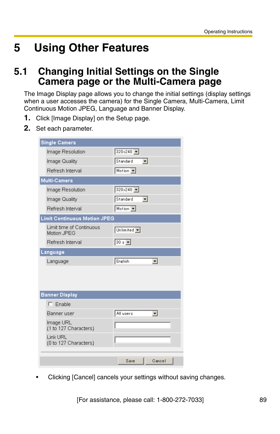 5 using other features, 89). t, 5using other features | Panasonic BL-C1A User Manual | Page 89 / 141