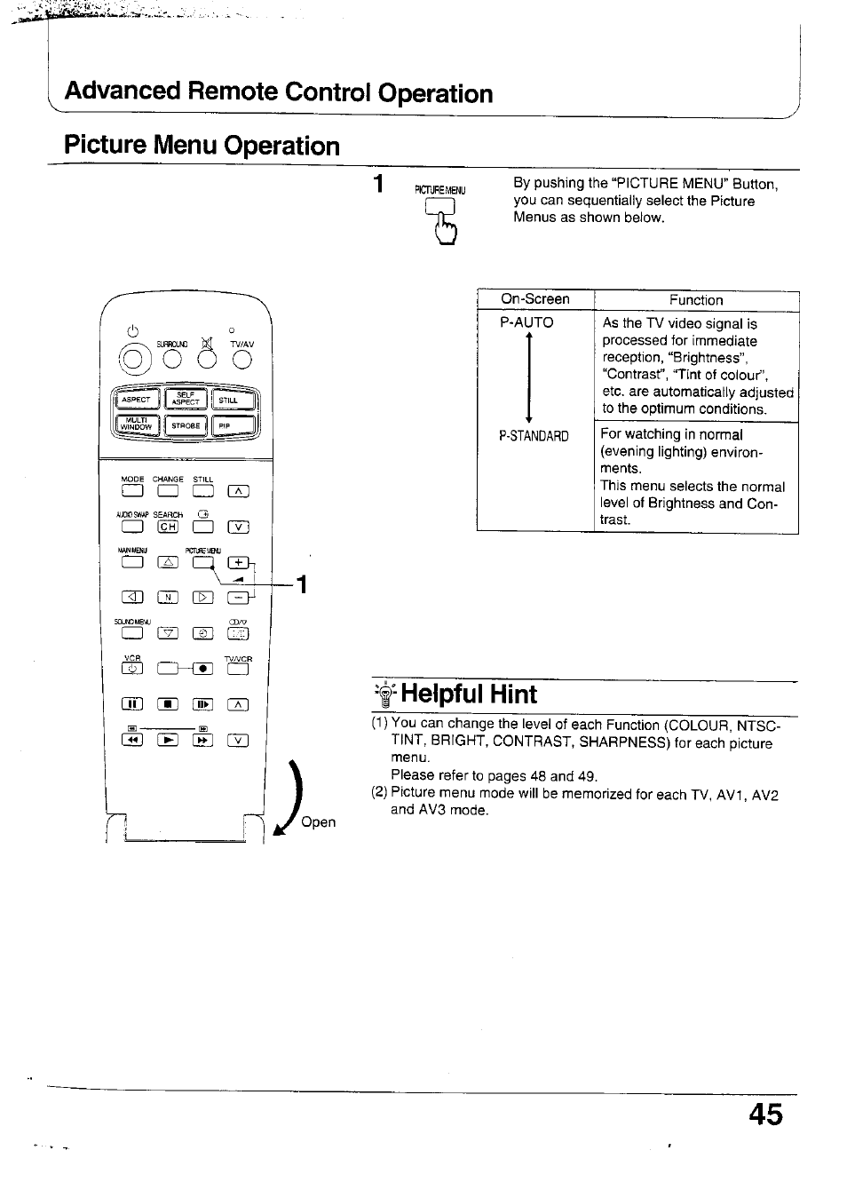 Helpful hint | Panasonic TX-47WG25 User Manual | Page 45 / 60