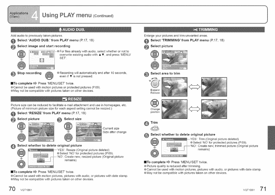 Stop recording, I. ve original picture, Select area to trim | Select whether to delete original picture | Panasonic DMC-TZ2 User Manual | Page 36 / 54