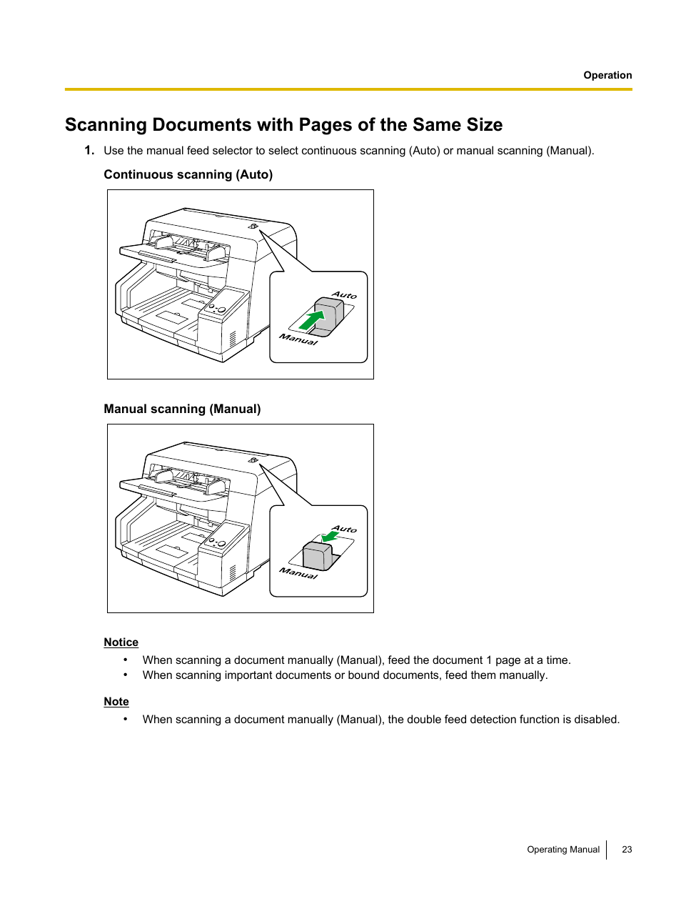 Scanning documents with pages of the same size | Panasonic KV-S5055C User Manual | Page 23 / 91