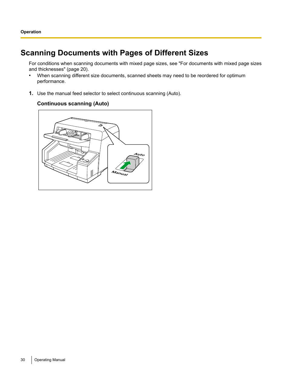 Scanning documents with pages of different sizes | Panasonic KV-S5055C User Manual | Page 30 / 91