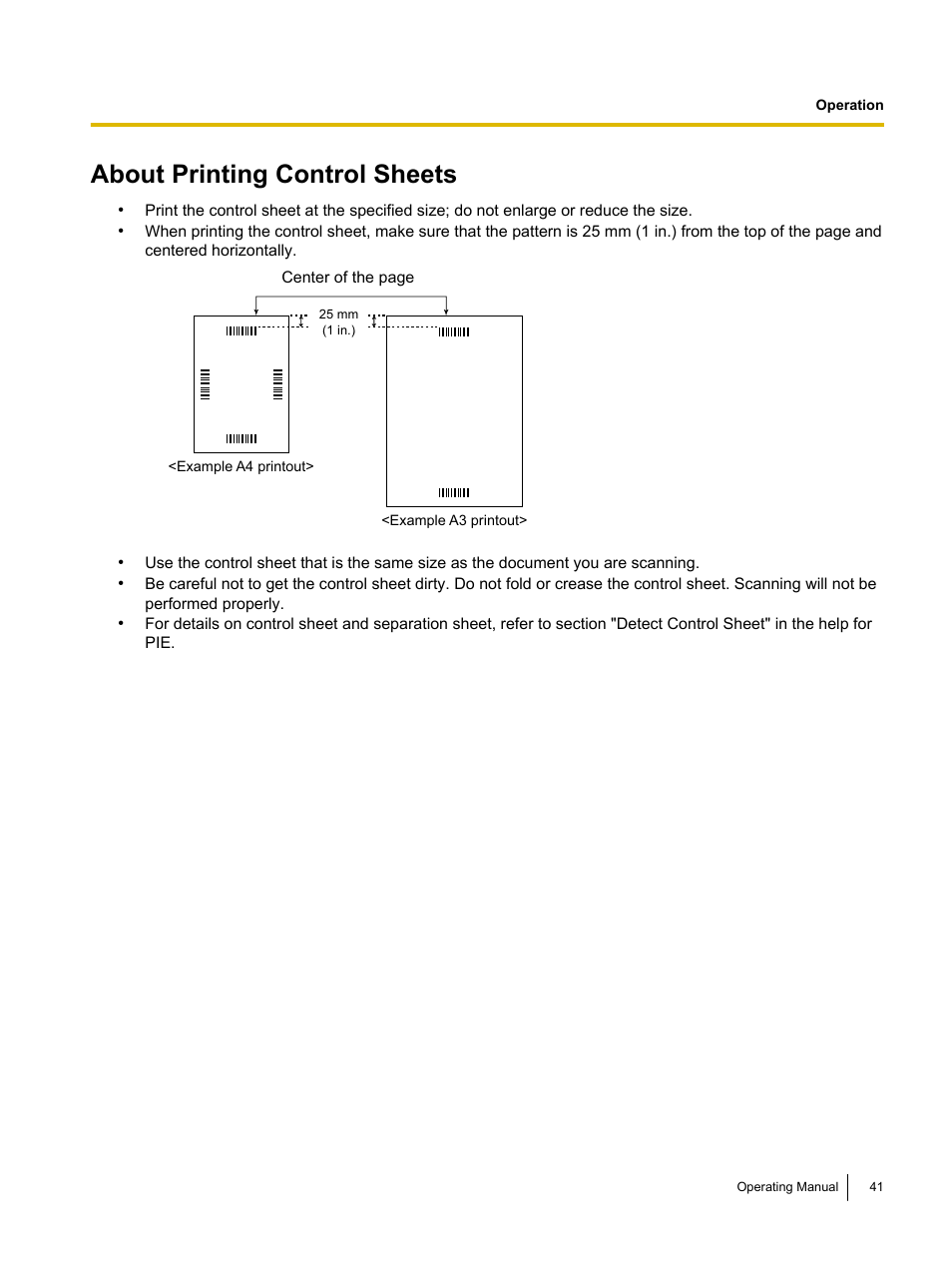 About printing control sheets | Panasonic KV-S5055C User Manual | Page 41 / 91