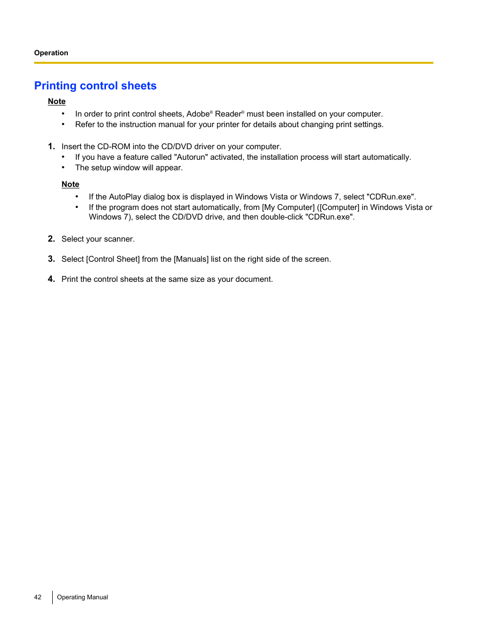 Printing control sheets | Panasonic KV-S5055C User Manual | Page 42 / 91