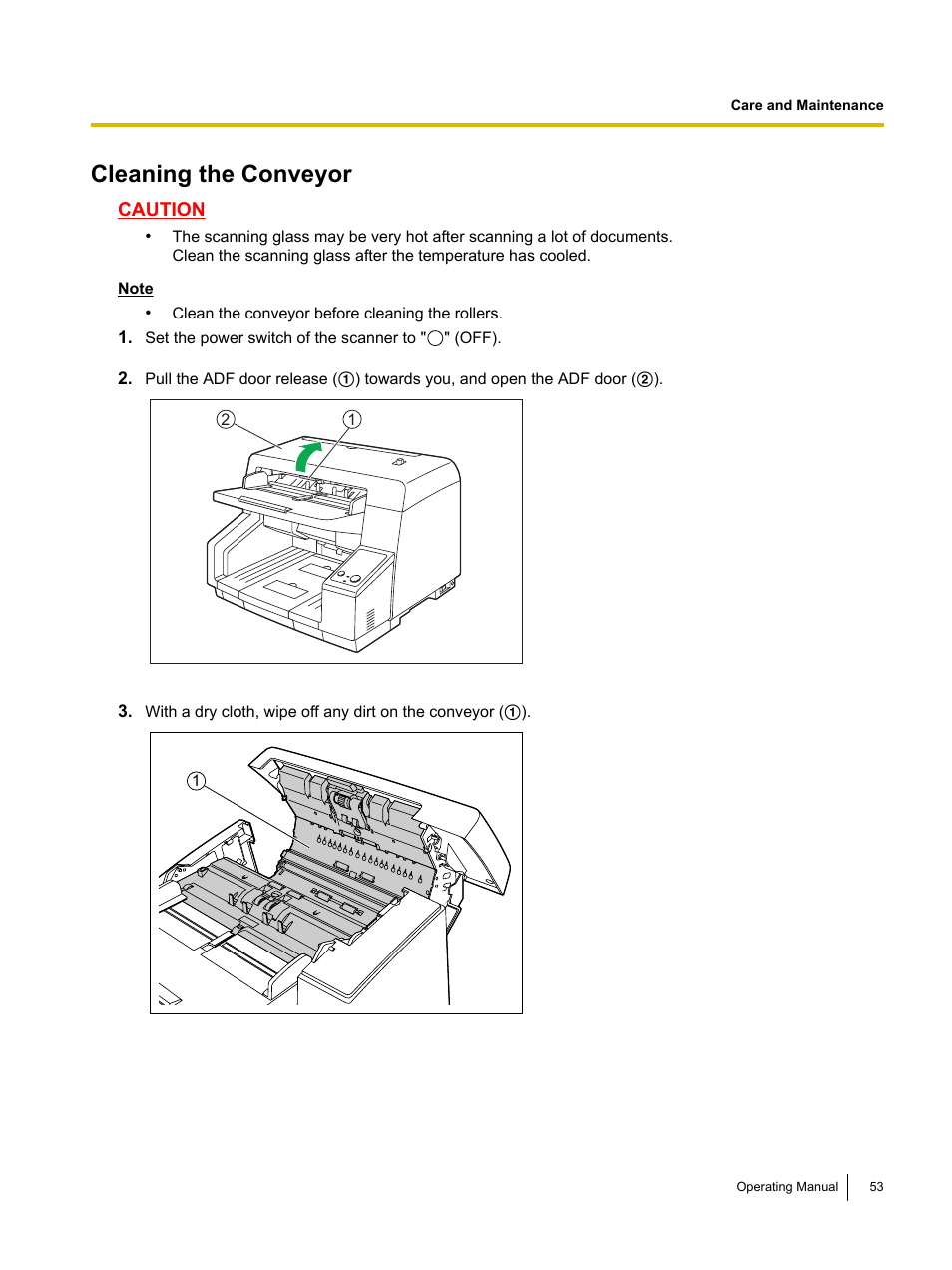 Cleaning the conveyor | Panasonic KV-S5055C User Manual | Page 53 / 91