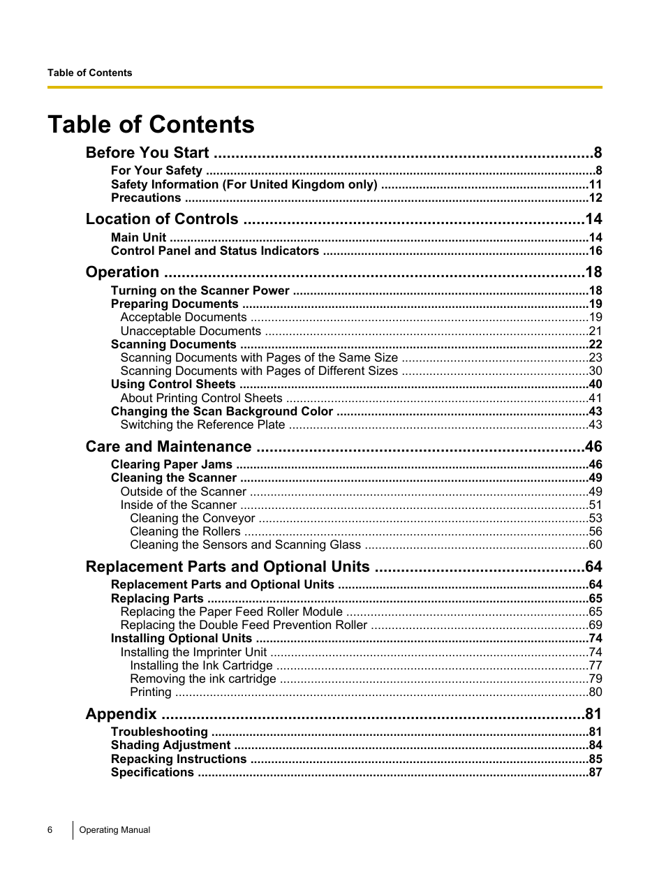 Panasonic KV-S5055C User Manual | Page 6 / 91