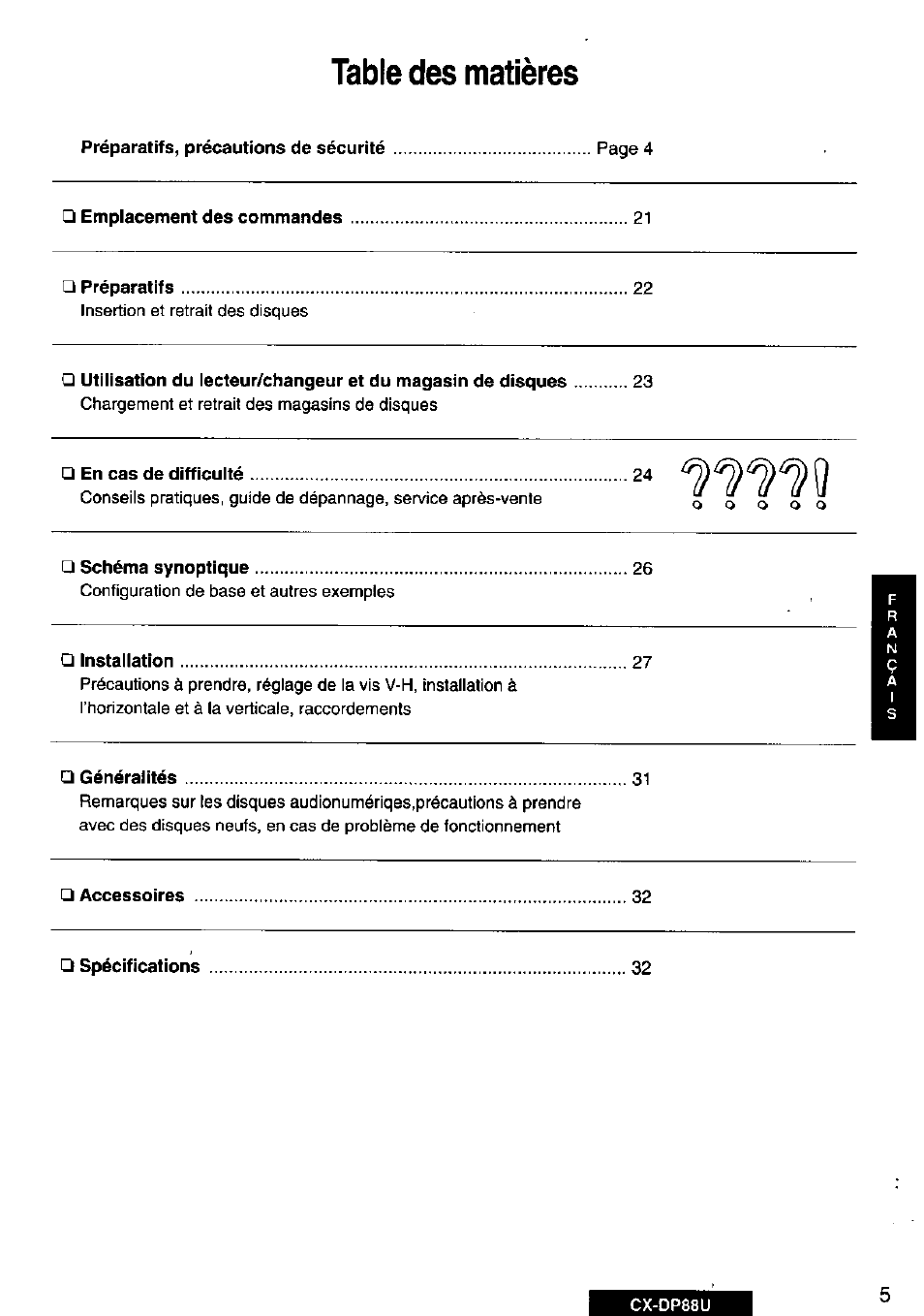 Panasonic Cx-dp88u User Manual | Page 5 / 48