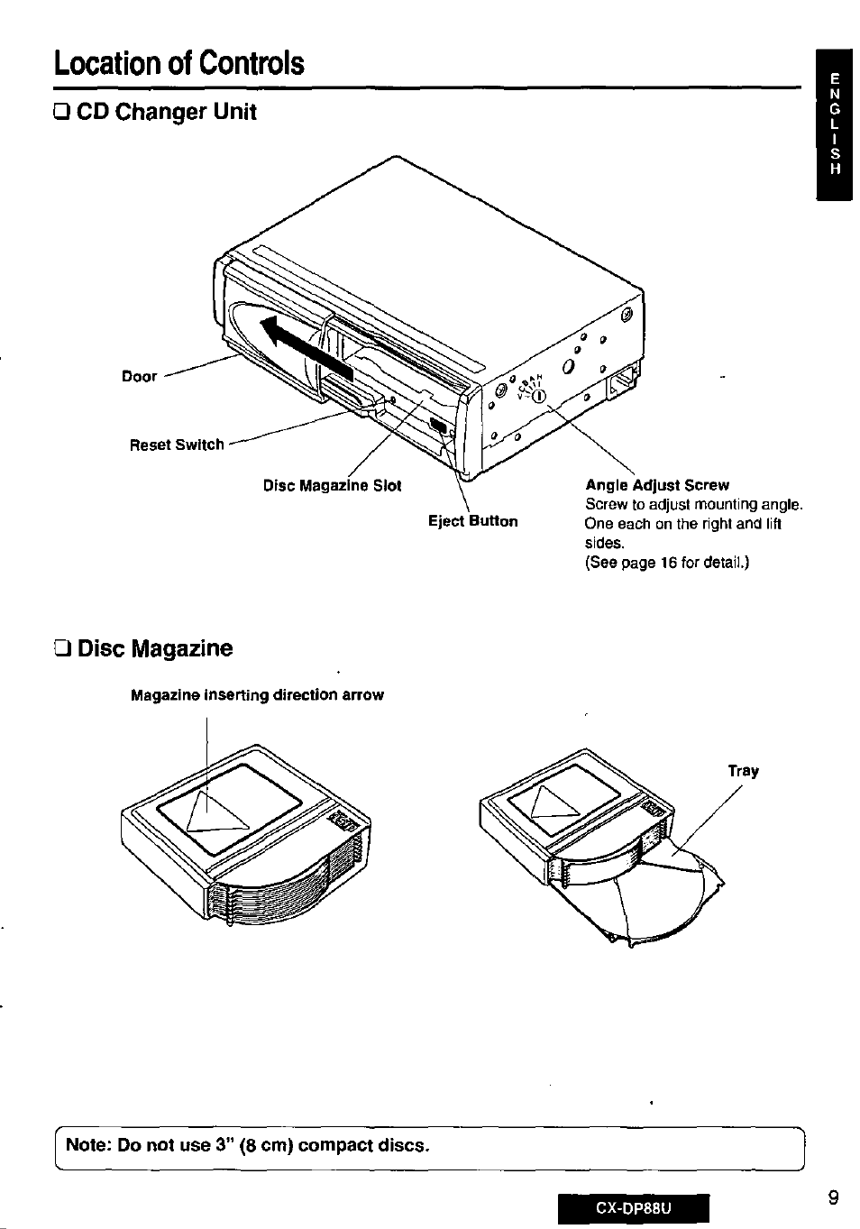 Cd changer unit, Disc magazine | Panasonic Cx-dp88u User Manual | Page 9 / 48