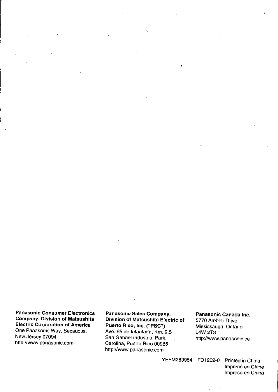 Panasonic Removable Full Front MP3 WMA /Receiver with CD Changer Control CQ-HR1003U User Manual | Page 172 / 172