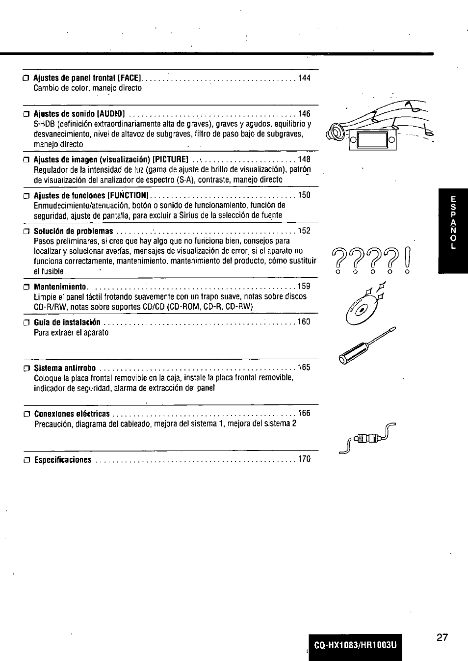 Panasonic Removable Full Front MP3 WMA /Receiver with CD Changer Control CQ-HR1003U User Manual | Page 27 / 172