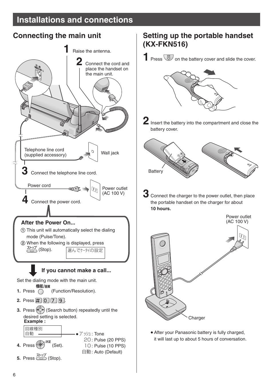 Installations and connections | Panasonic KX-PW708DWE5 User Manual | Page 6 / 20