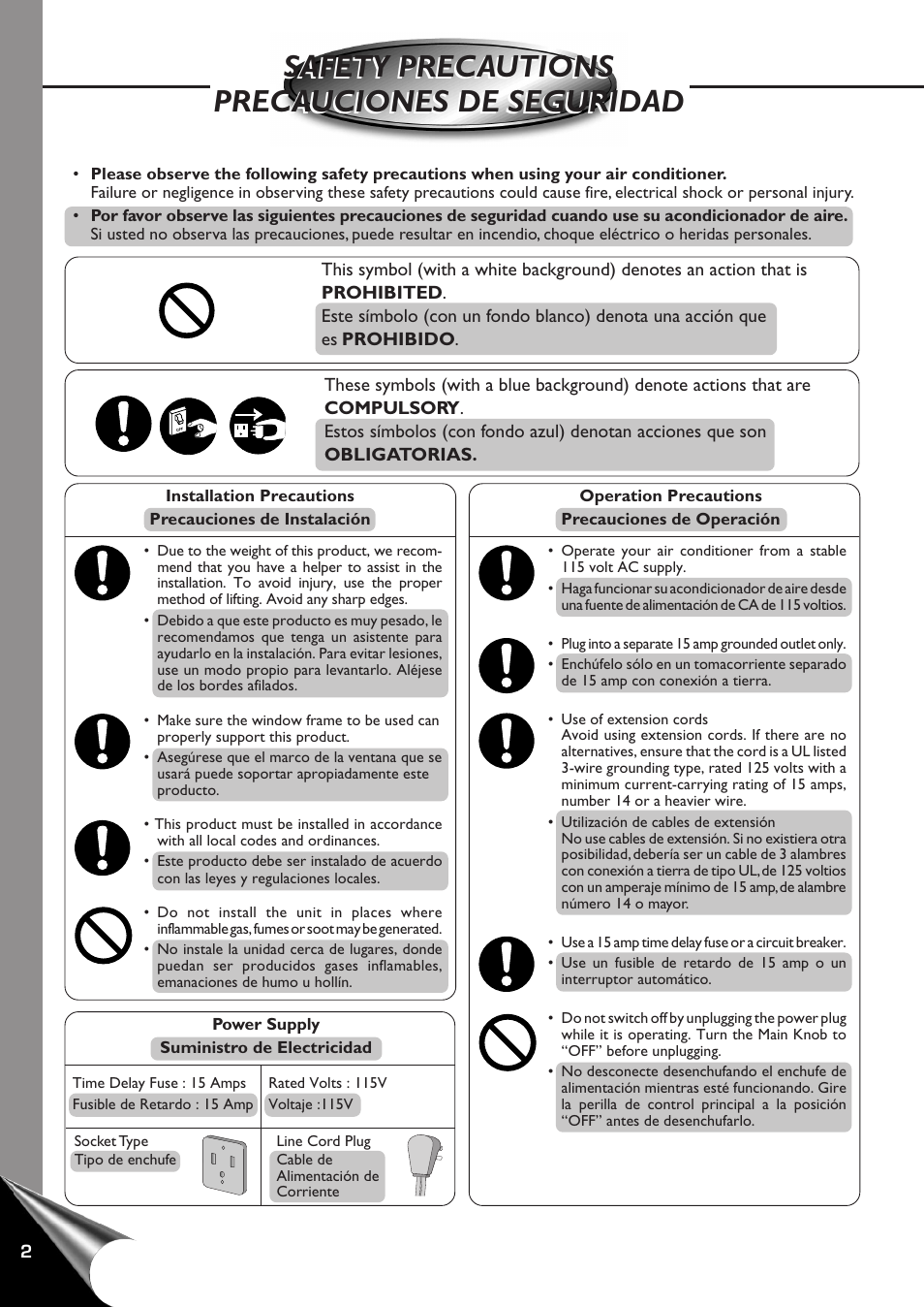 Safety precautions, Precauciones de seguridad | Panasonic CW-C100AU User Manual | Page 4 / 24