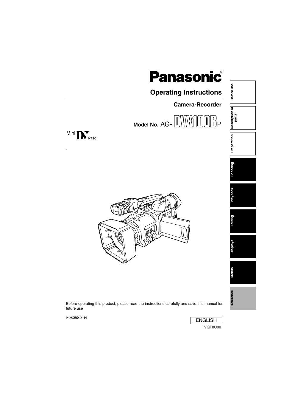 Panasonic AG-DVX100B User Manual | 88 pages