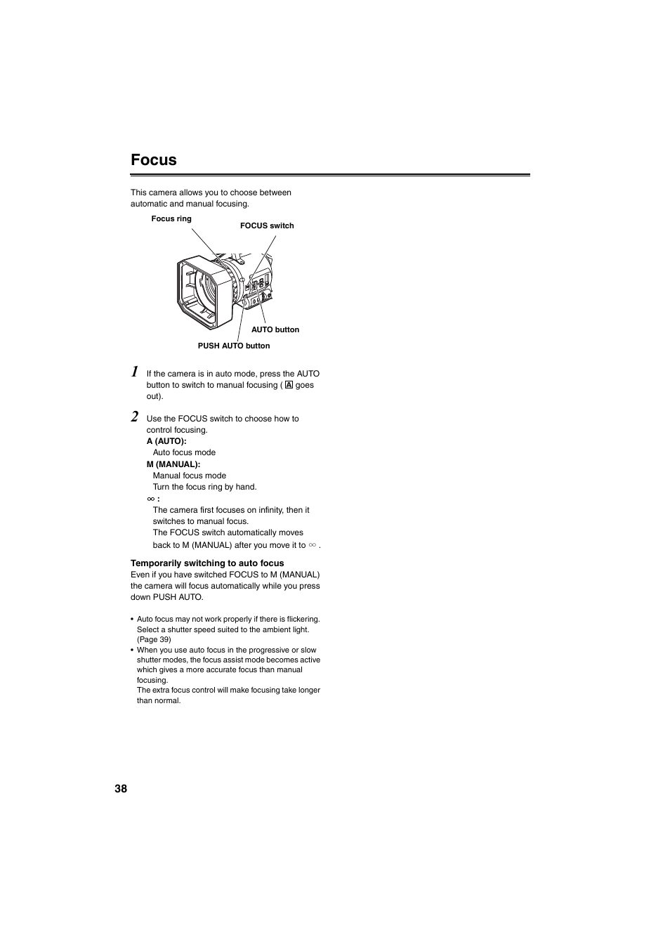 Focus | Panasonic AG-DVX100B User Manual | Page 38 / 88