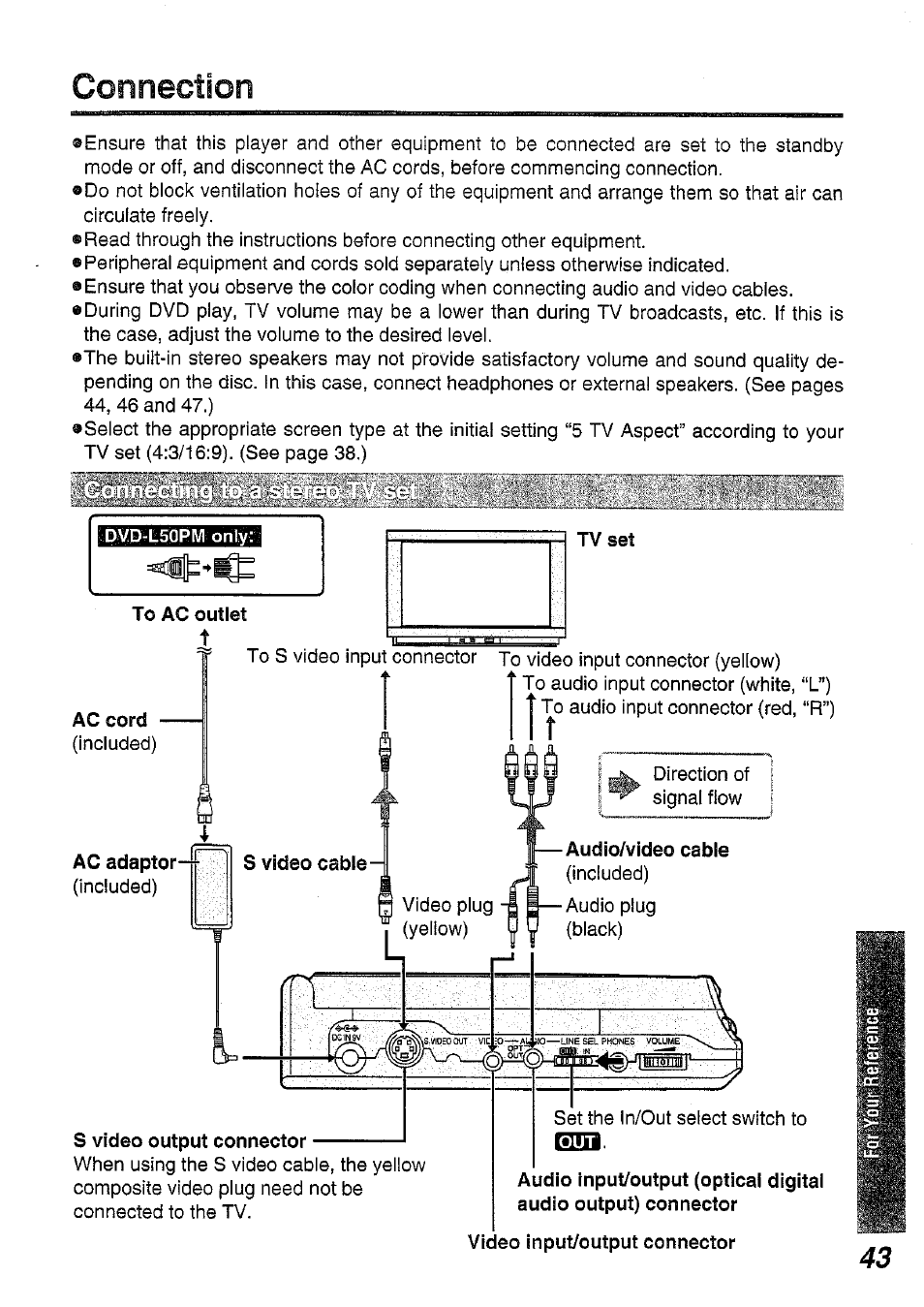 Connection | Panasonic DVD-L50PM User Manual | Page 43 / 58