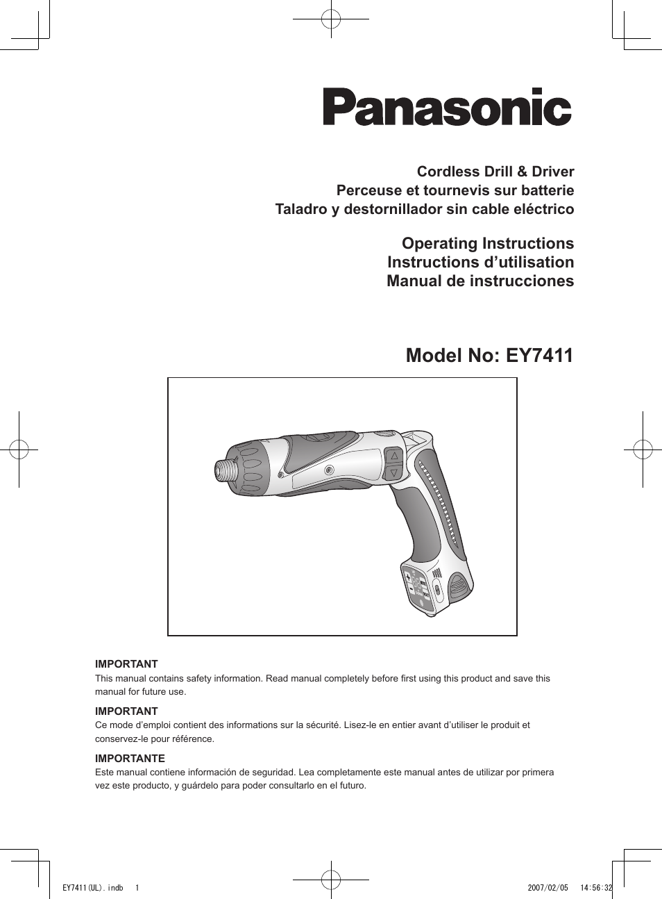 Panasonic EY7411 User Manual | 44 pages