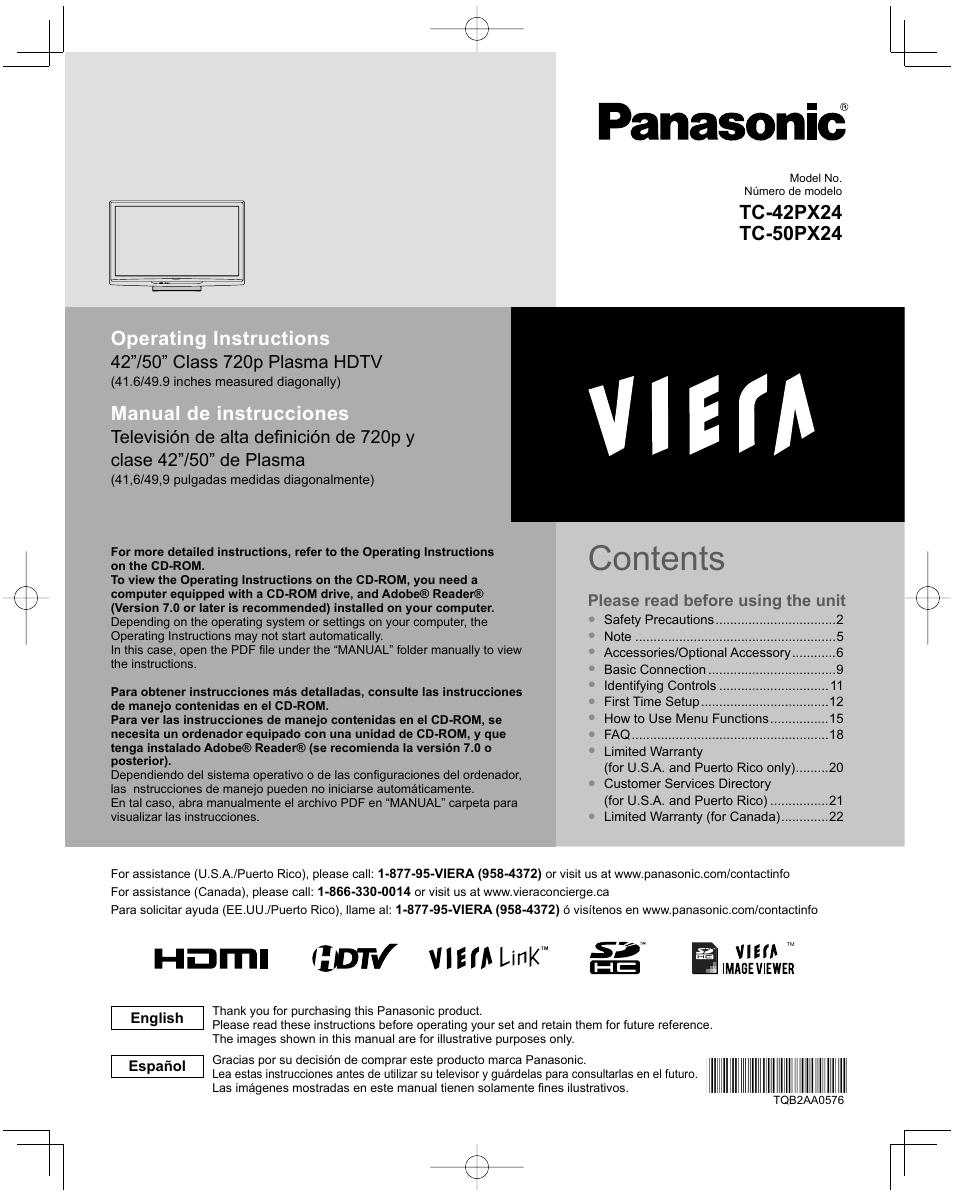 Panasonic Viera X24 User Manual | 24 pages