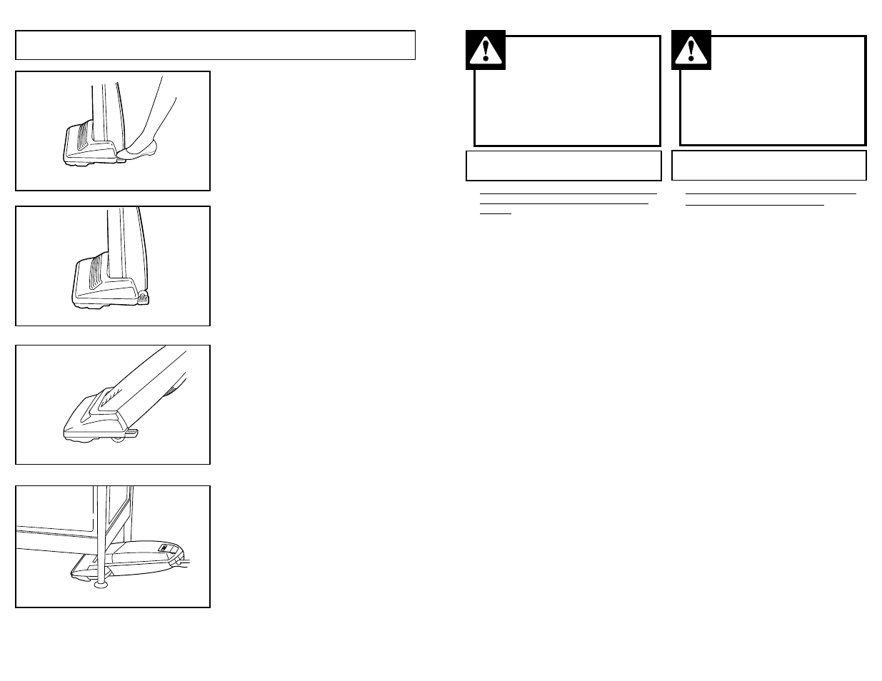 Cambiar y insertar de la base inferior, Enlevement et installation de la plaque inferieure, Advertencia | Avertissement, Handle adjustments | Panasonic MC-V5267 User Manual | Page 29 / 48