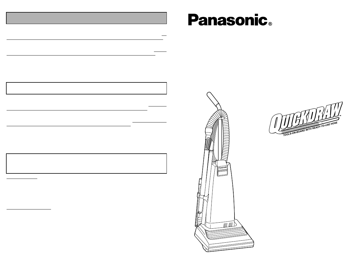 What to do when service is needed, Cuando necesita servicio, Service apres-vente | Mc-v5267, Aspiradora aspirateur, Vacuum cleaner | Panasonic MC-V5267 User Manual | Page 48 / 48