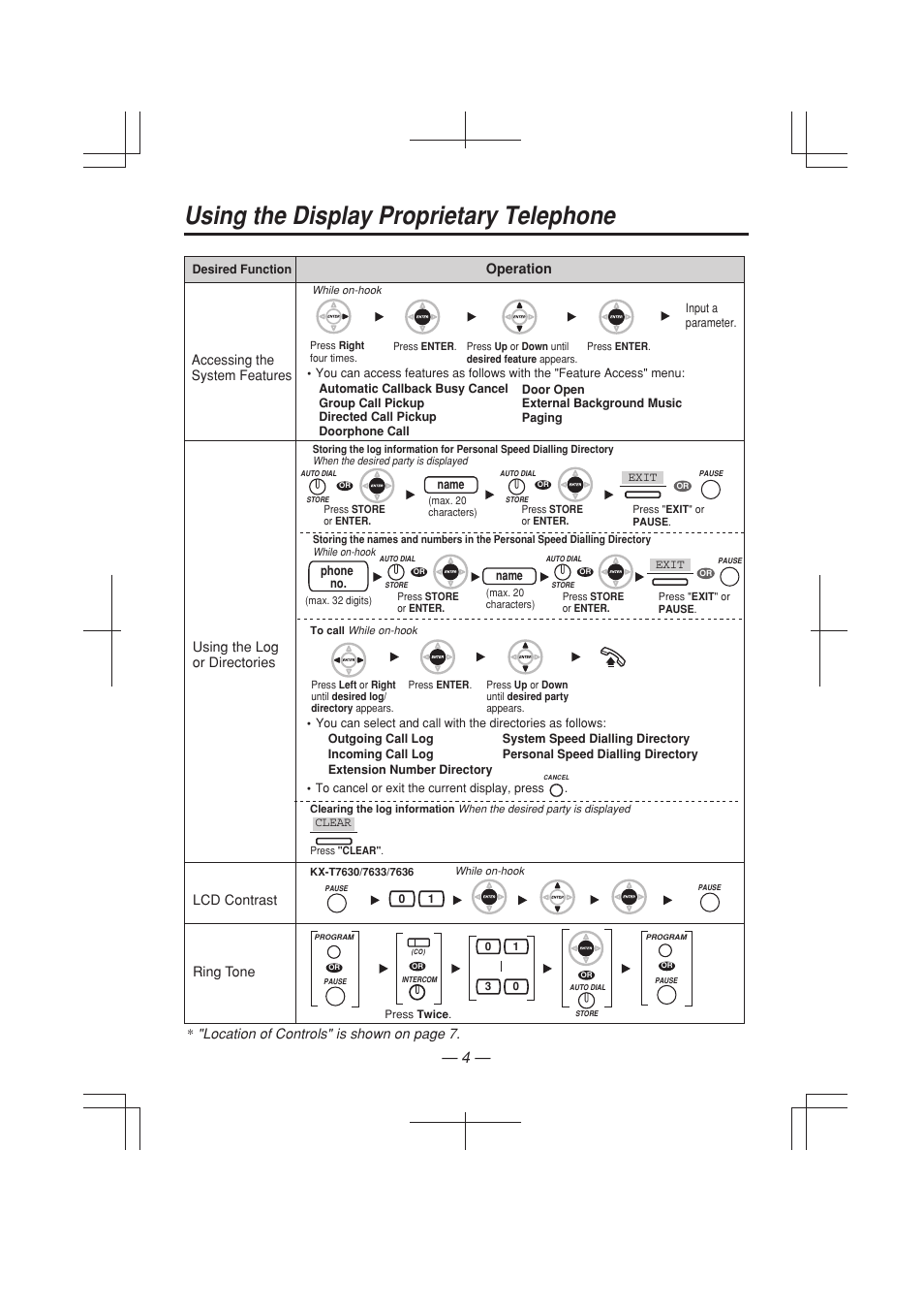 Using the display proprietary telephone | Panasonic KX-T7633E User Manual | Page 4 / 12