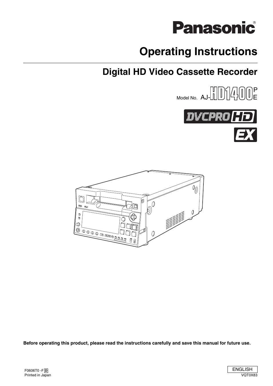 Panasonic AJ-HD1400P User Manual | 68 pages