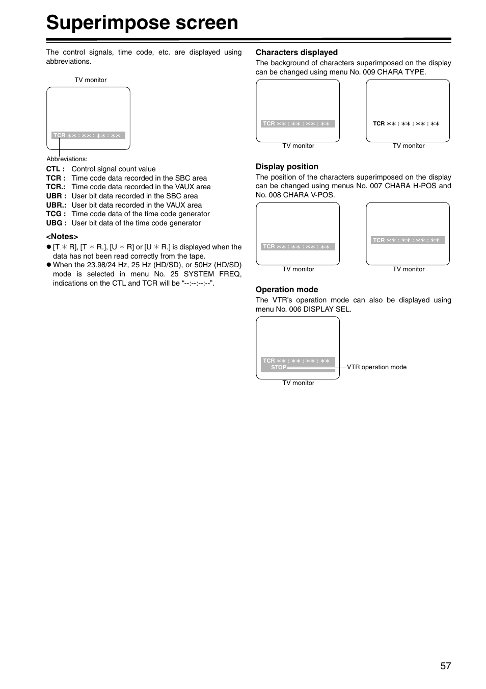 Superimpose screen | Panasonic AJ-HD1400P User Manual | Page 57 / 68