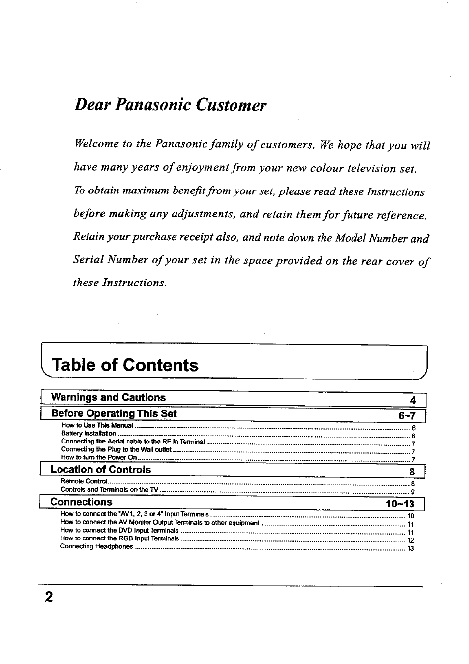 Panasonic TC-34P250X User Manual | Page 2 / 40