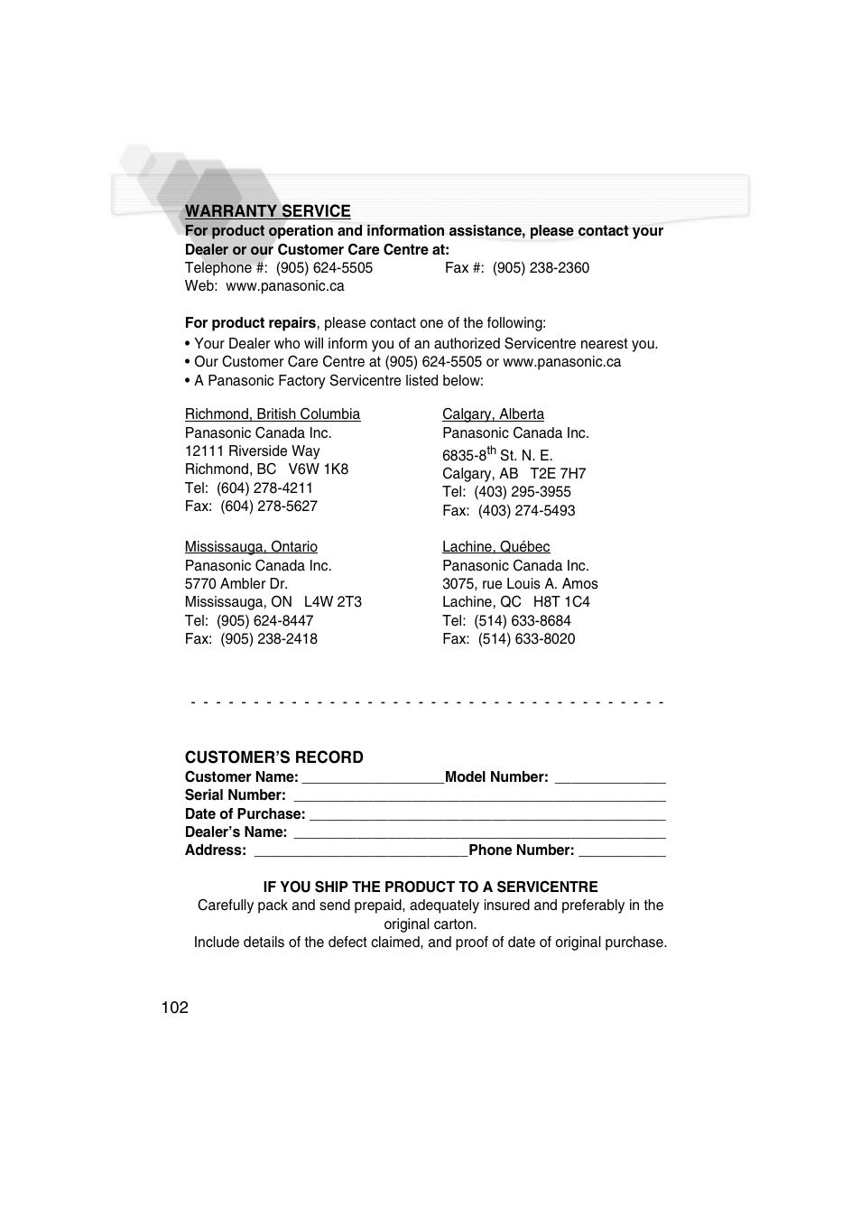 Panasonic DMC-LC5PP User Manual | Page 102 / 108