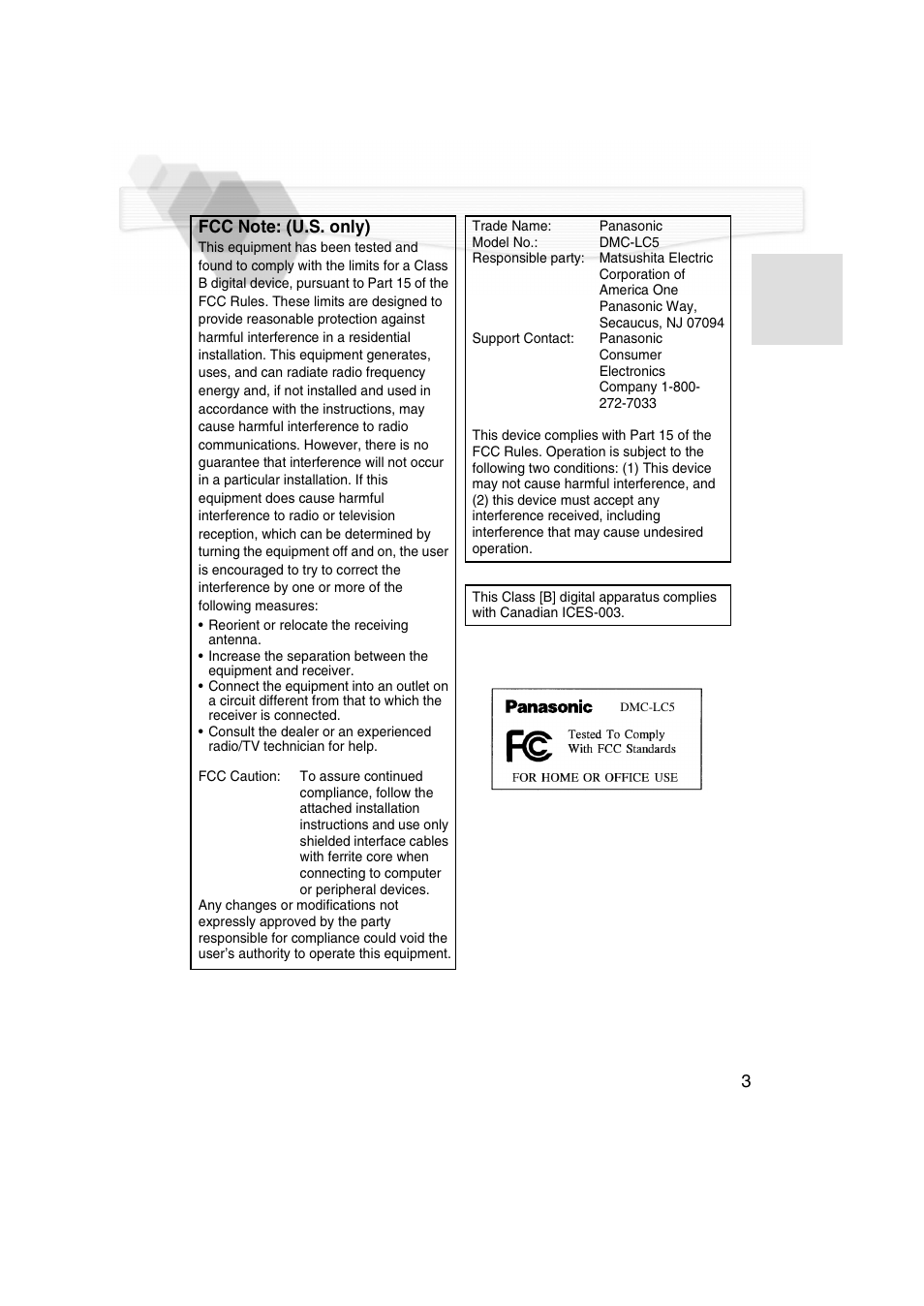Panasonic DMC-LC5PP User Manual | Page 3 / 108