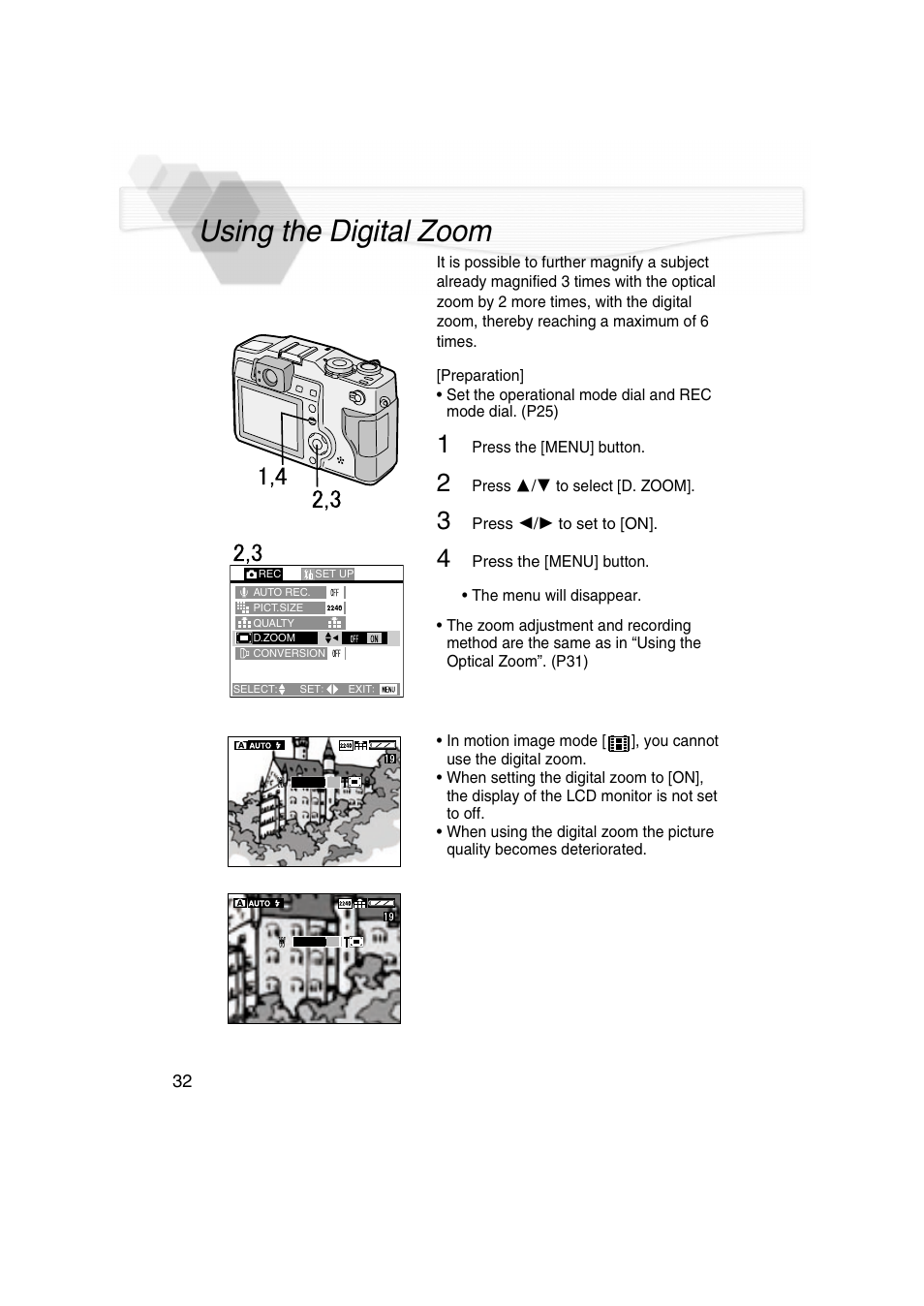Using the digital zoom, P32) | Panasonic DMC-LC5PP User Manual | Page 32 / 108
