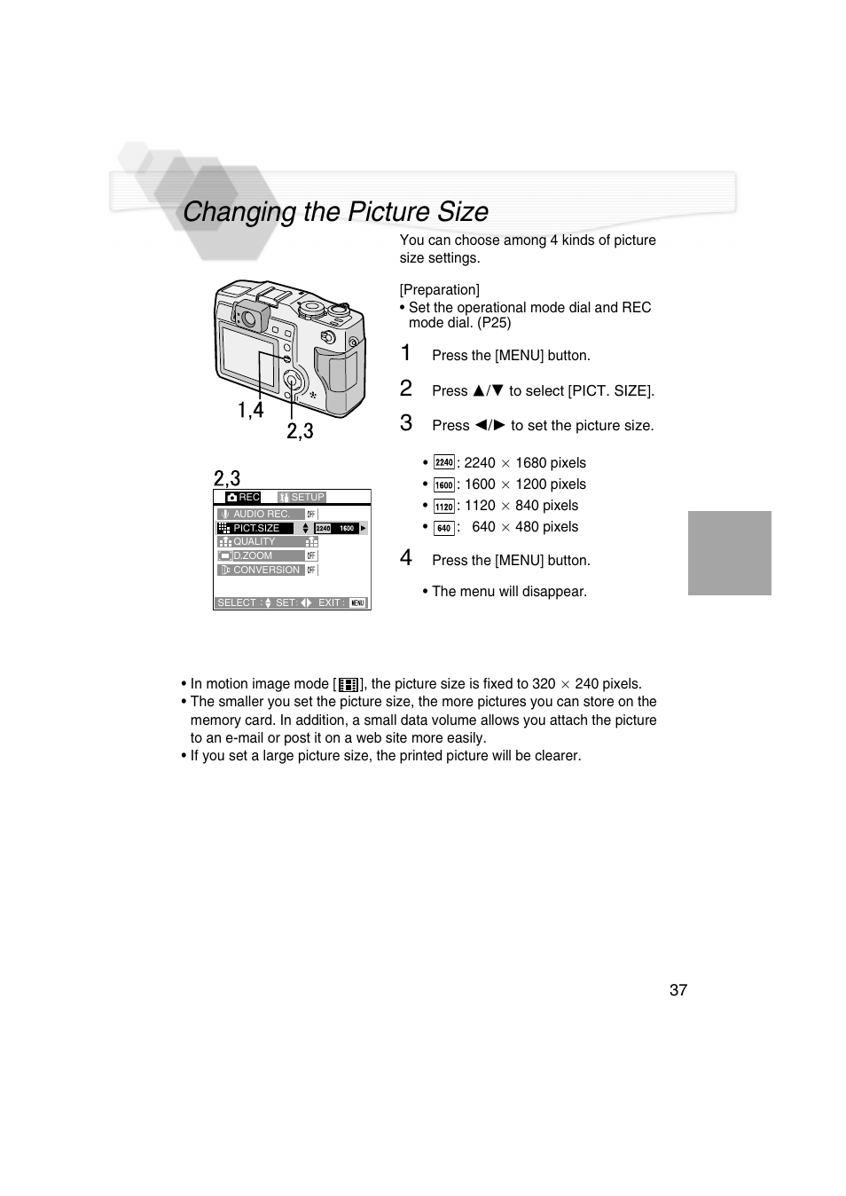 Changing the picture size, P37) | Panasonic DMC-LC5PP User Manual | Page 37 / 108