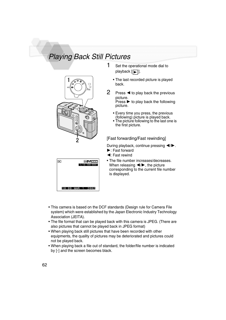 Playing back still pictures, P62) | Panasonic DMC-LC5PP User Manual | Page 62 / 108