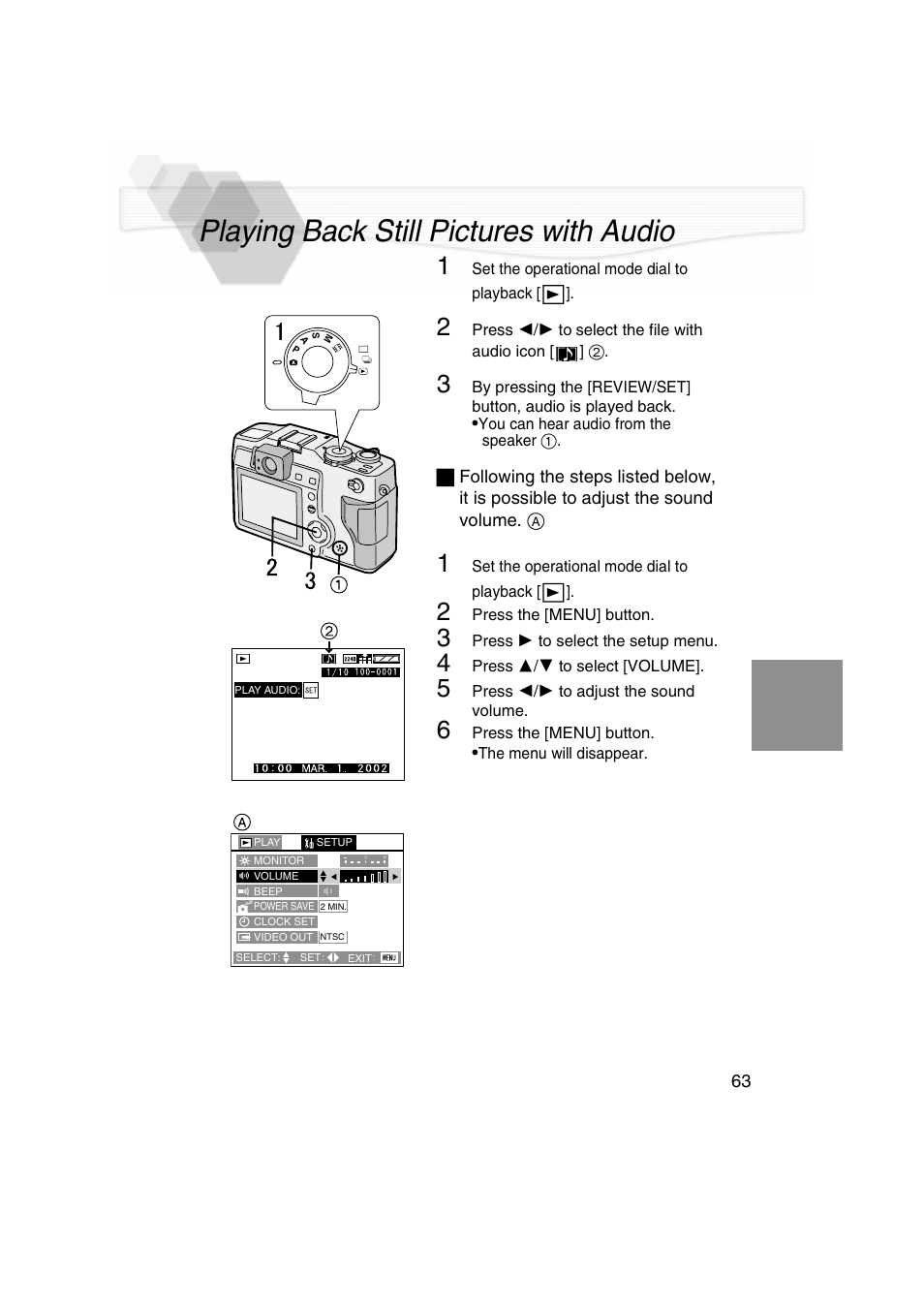 Playing back still pictures with audio, P63) | Panasonic DMC-LC5PP User Manual | Page 63 / 108