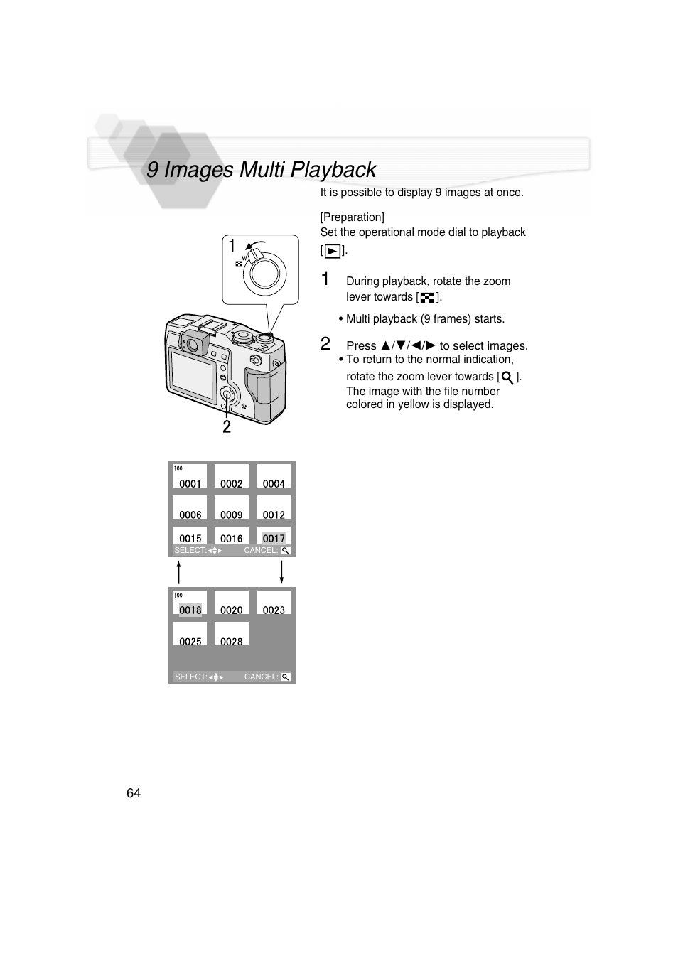 9 images multi playback | Panasonic DMC-LC5PP User Manual | Page 64 / 108