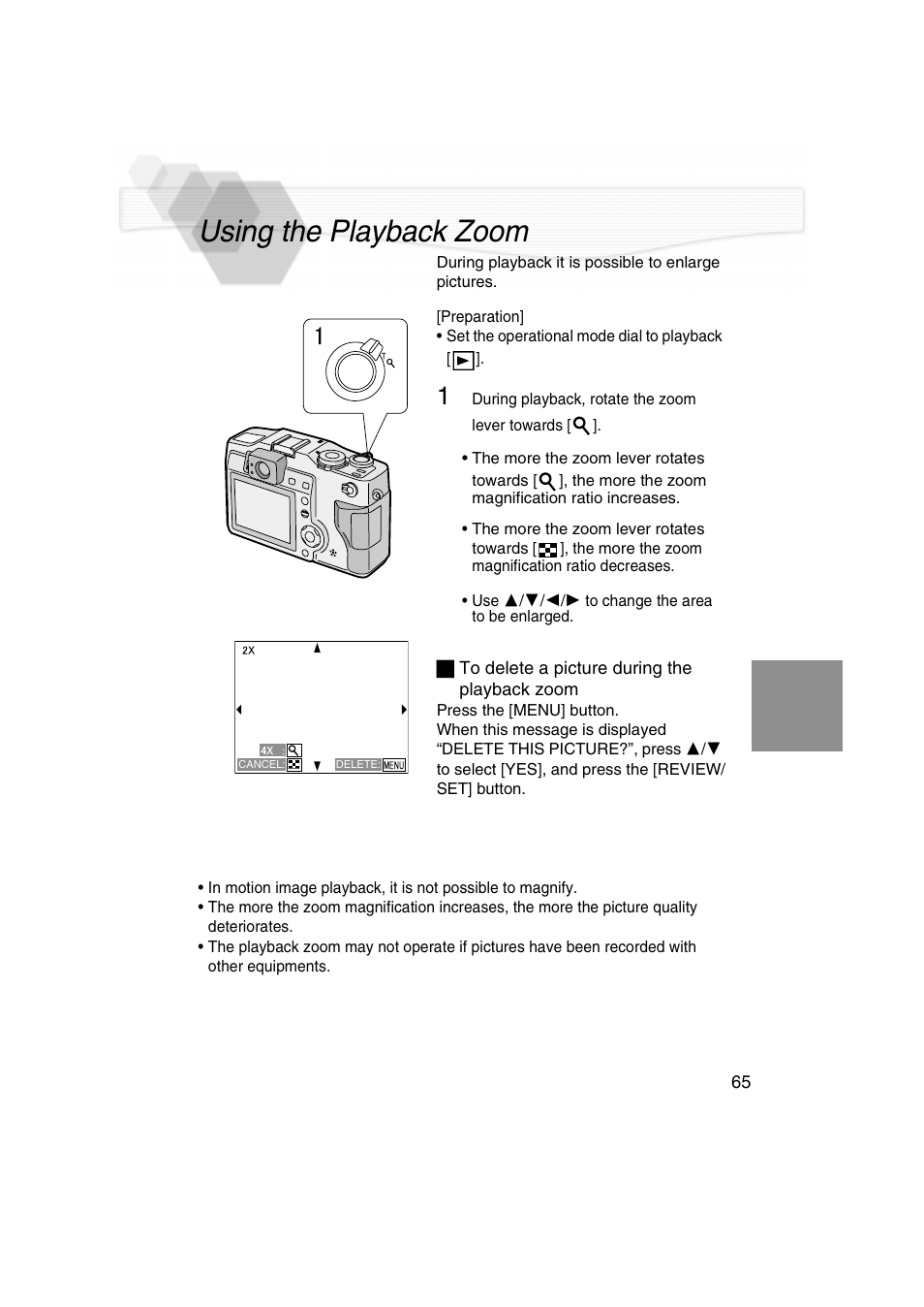 Using the playback zoom | Panasonic DMC-LC5PP User Manual | Page 65 / 108
