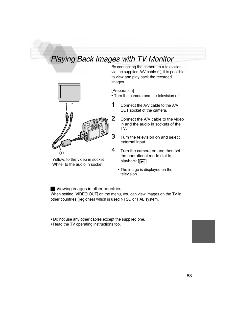 Playing back images with tv monitor, P83) | Panasonic DMC-LC5PP User Manual | Page 83 / 108