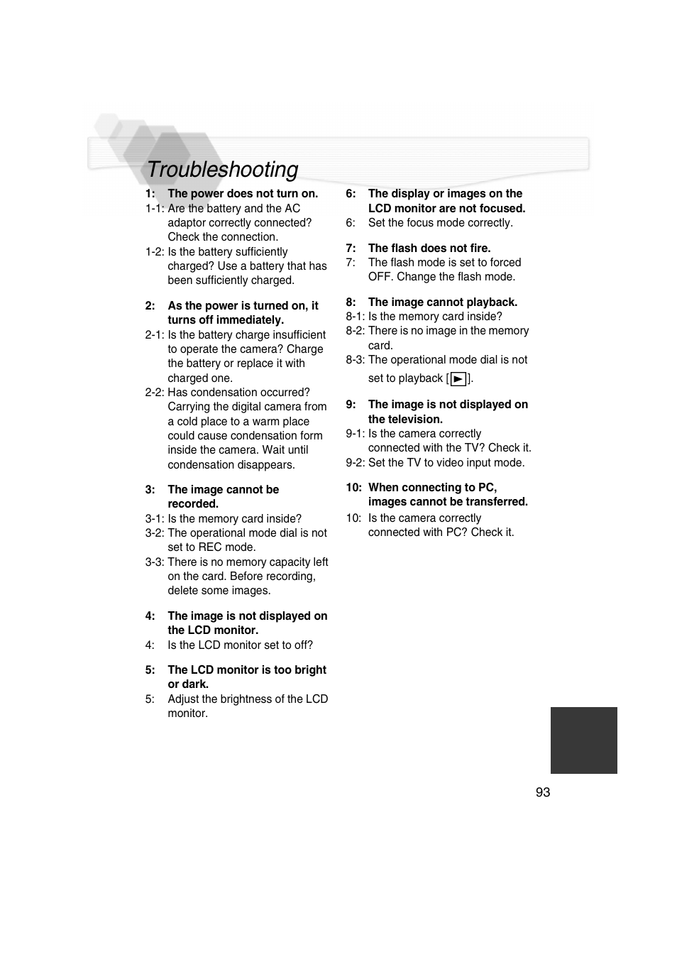 Troubleshooting | Panasonic DMC-LC5PP User Manual | Page 93 / 108