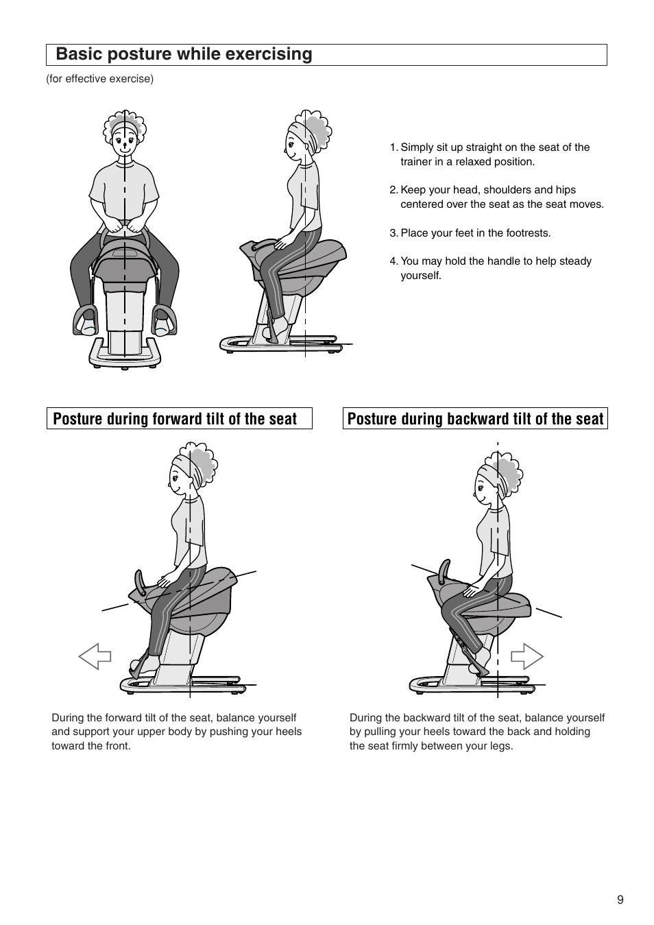 Basic posture while exercising | Panasonic EU6441 User Manual | Page 11 / 37